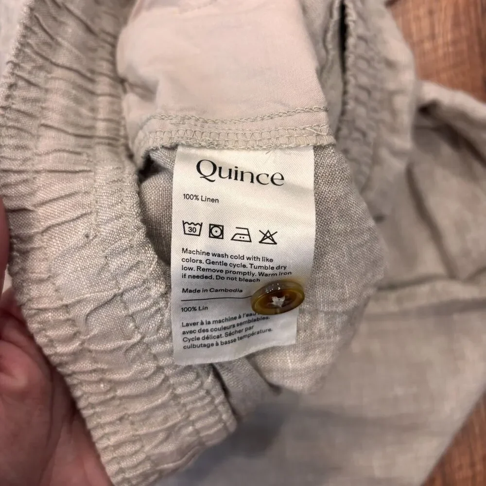 NEW Quince XL Beige Flax 100% European Linen Drawstring Beach Pants Resortwear